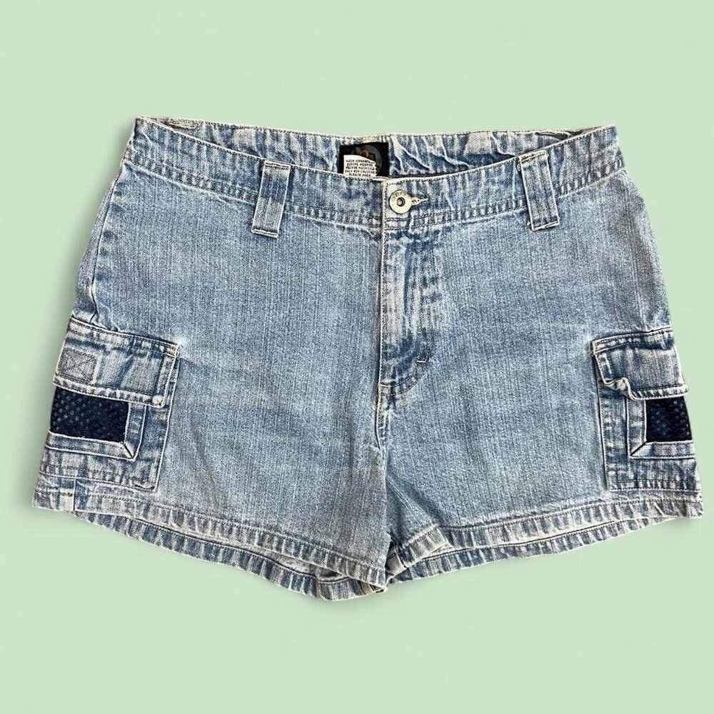 y2k blue denim  preppy grunge summer high waisted cargo shorts